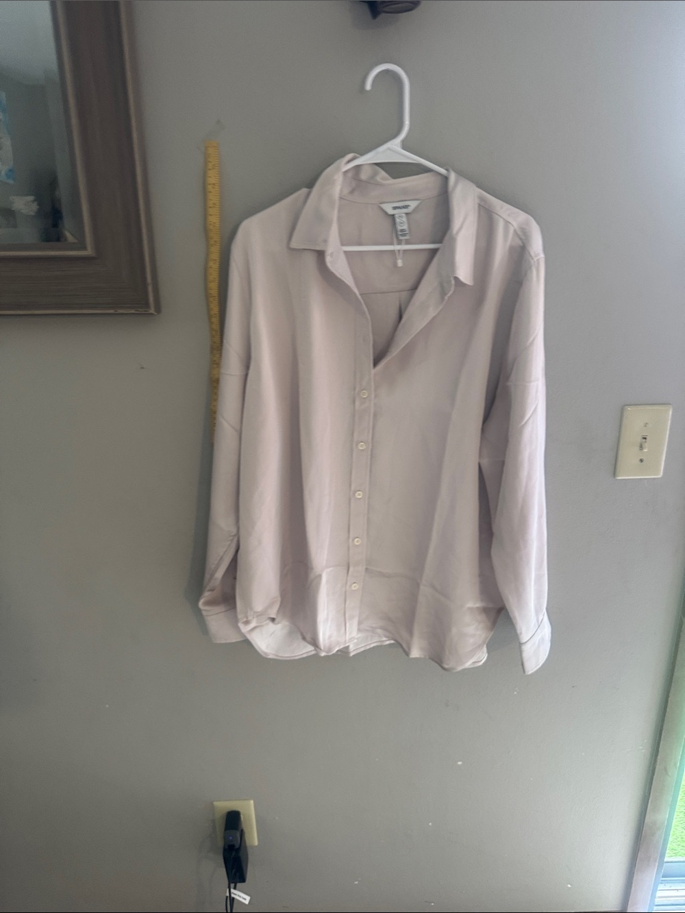 SPANX Light Blush Button-Down Blouse
